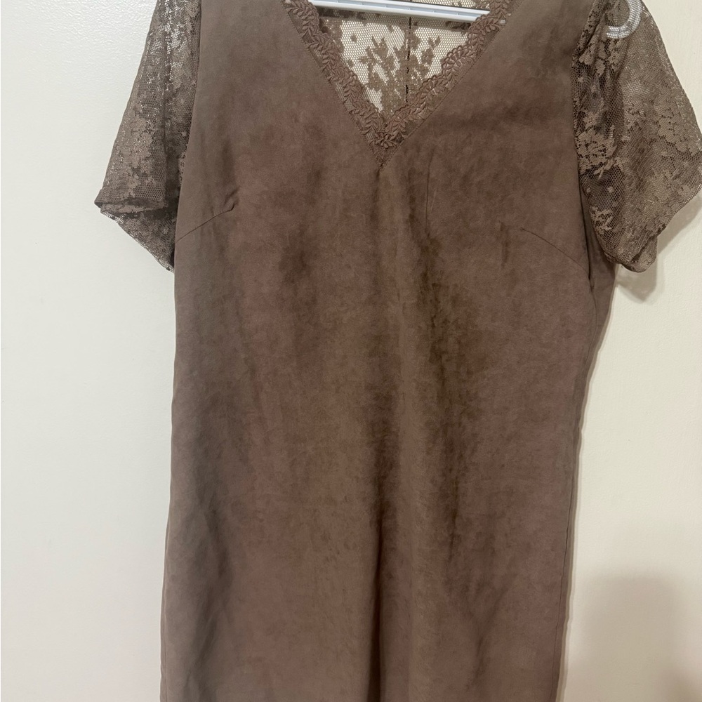 HYFVE Brown Lace Accent Dress
